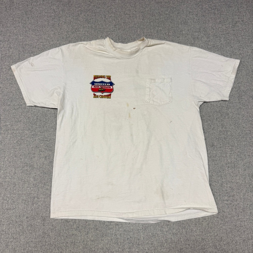 Hanes | United Rock Products Graphic Pocket T-Shirt | XL | White | Vintage Style